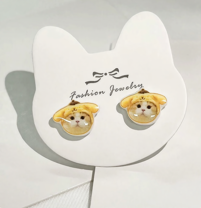 Resin Pet Face Stud Earrings