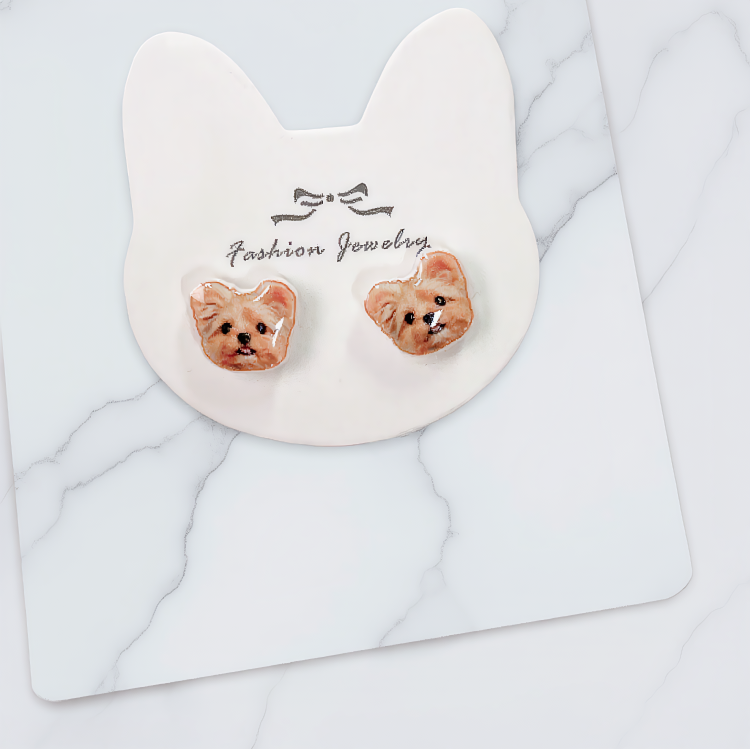 Resin Pet Face Stud Earrings