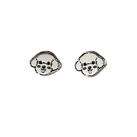 Silver Pet Face Stud  Earrings