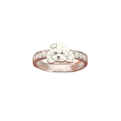 Silver Rhinestone Pet Face Ring