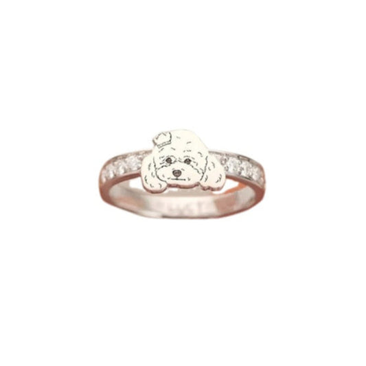 Silver Rhinestone Pet Face Ring