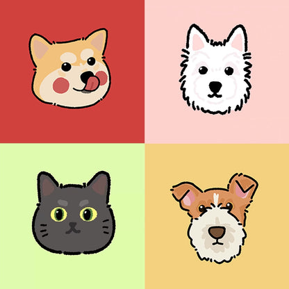 A collection of four cute chibi style pet portraits.