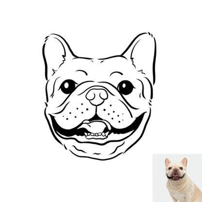 A dog photo is transformed into a hand-painted minimalist line art pet portrait.