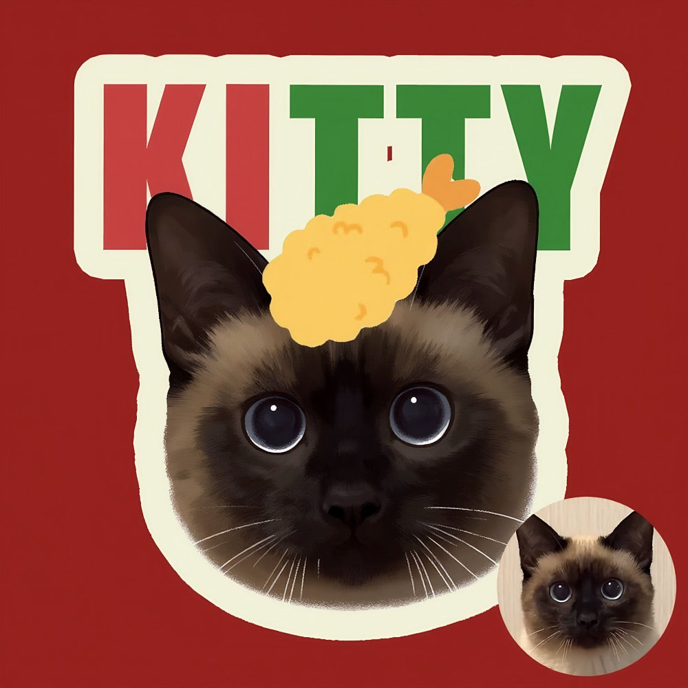 A siamese cat photo is transformed into a watercolor pet portrait.