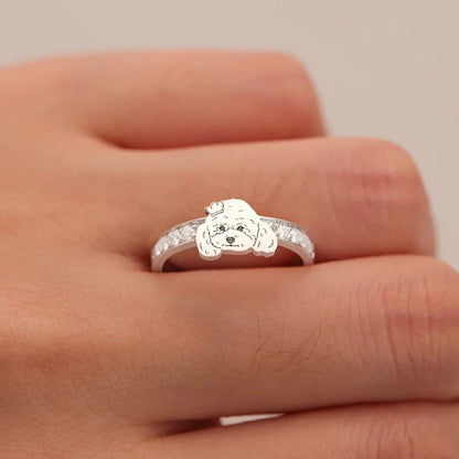 Silver Rhinestone Pet Face Ring