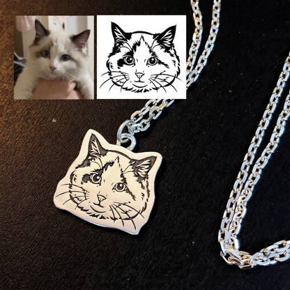 Silver Pet Face Necklace