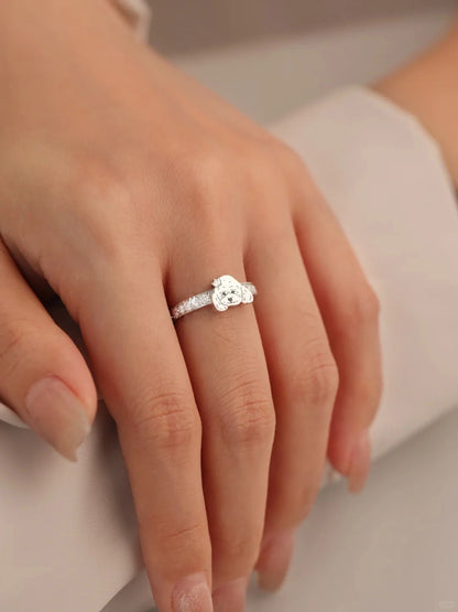 Silver Rhinestone Pet Face Ring