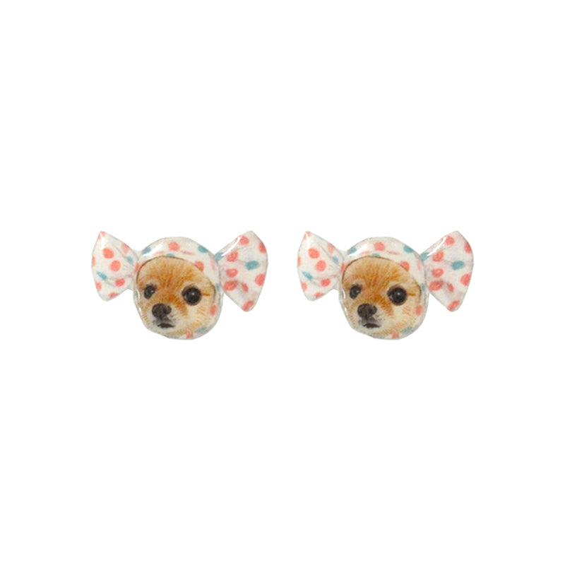 Resin Pet Face Stud Earrings