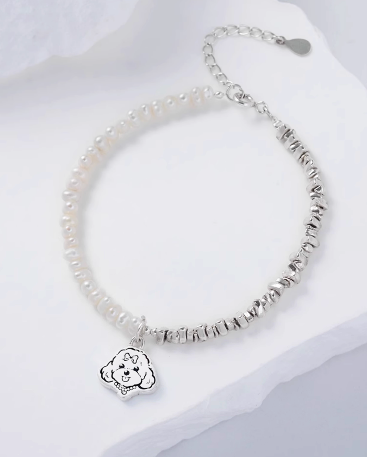 Close-up on our Dog Pearl Pet Face Bracelet