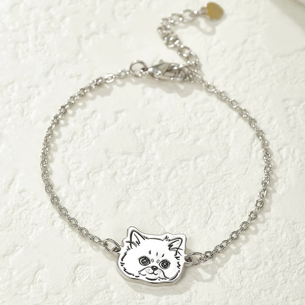 Custom sterling silver pet semorial bracelet with laser-engraved portrait