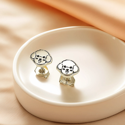 Silver Pet Face Stud  Earrings