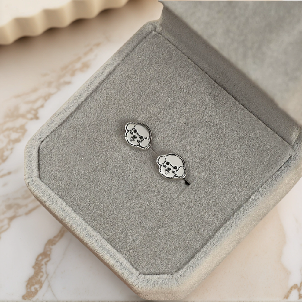 Silver Pet Face Stud  Earrings